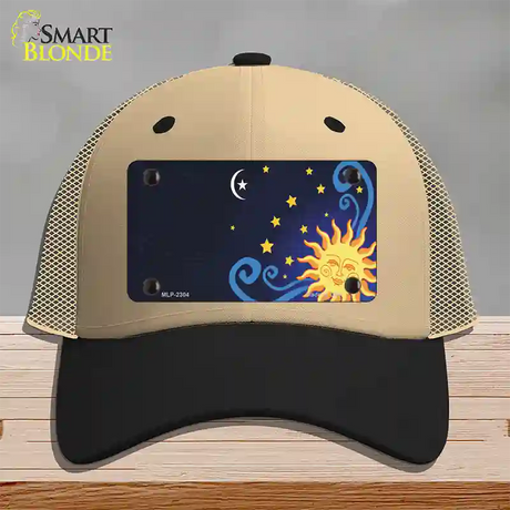 Celestial Sun Offset Novelty License Plate Hat Mesh / Khaki|Black