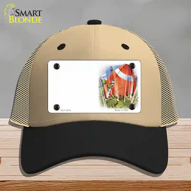 Football Offset Novelty License Plate Hat Mesh / Khaki|Black