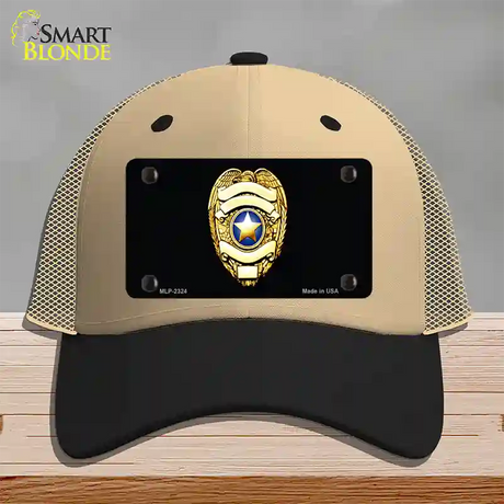 Police Badge Novelty License Plate Hat Mesh / Khaki|Black