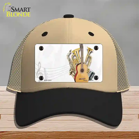 Musical Instruments Offset Novelty License Plate Hat Mesh / Khaki|Black