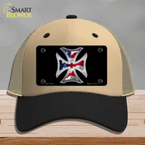 Maltese Cross Flag Novelty License Plate Hat Mesh / Khaki|Black