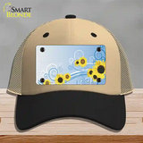 Sunflowers Novelty License Plate Hat Mesh / Khaki|Black