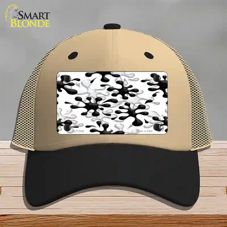 Splatter Black White Novelty License Plate Hat Mesh / Khaki|Black