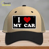 I Love My Car Black Novelty License Plate Hat Mesh / Khaki|Black