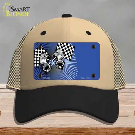 Racing Pistons Offset Novelty License Plate Hat Mesh / Khaki|Black