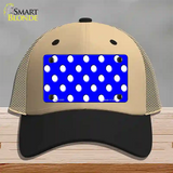 White Polka Dots Royal Blue Novelty License Plate Hat Mesh / Khaki|Black