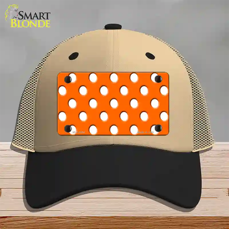 White Polka Dots Orange Novelty License Plate Hat Mesh / Khaki|Black