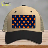 Orange Polka Dots Navy Blue Novelty License Plate Hat Mesh / Khaki|Black