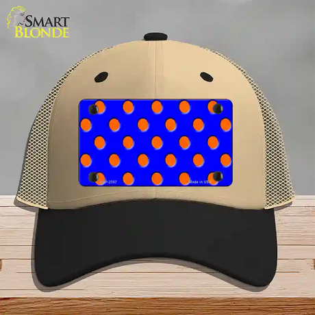 Orange Polka Dots Royal Blue Novelty License Plate Hat Mesh / Khaki|Black