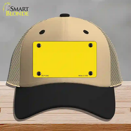 Yellow Solid Novelty License Plate Hat Mesh / Khaki|Black