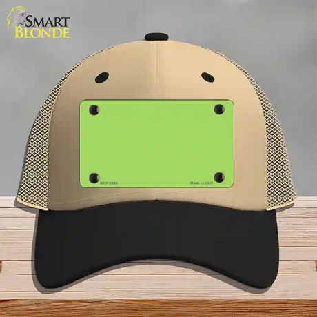 Lime Green Solid Novelty License Plate Hat Mesh / Khaki|Black