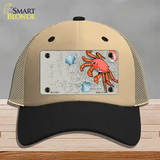 Crab And Seashells Novelty License Plate Hat Mesh / Khaki|Black