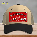 Jesus Christ Is The Answer Novelty License Plate Hat Mesh / Khaki|Black