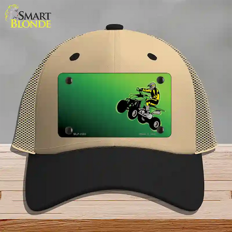 Quad Rider Offset Flat Novelty License Plate Hat Mesh / Khaki|Black