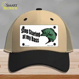 Stop Staring At My Bass Novelty License Plate Hat Mesh / Khaki|Black