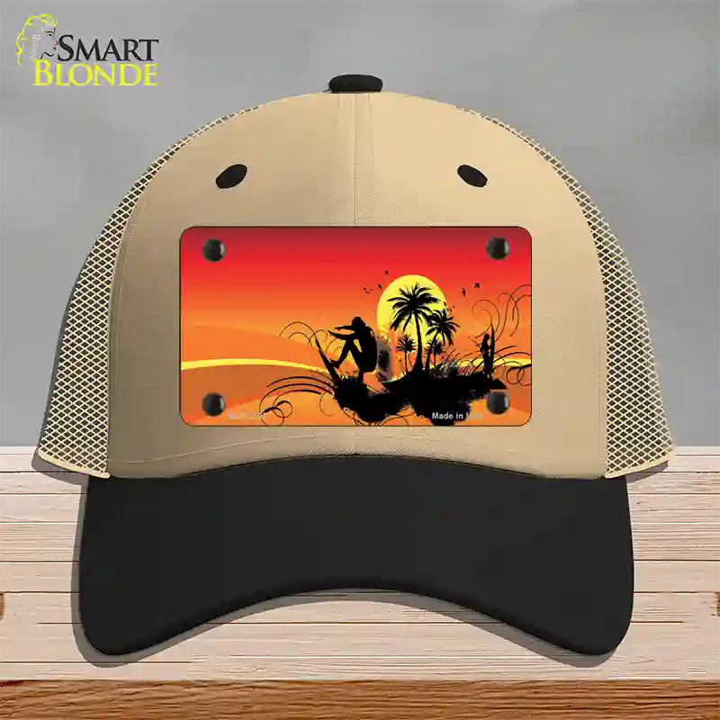 Sunset Surfer Novelty License Plate Hat Mesh / Khaki|Black