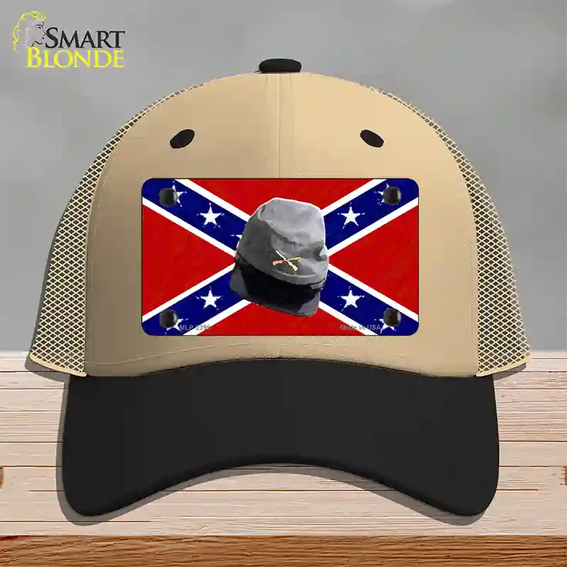 Confederate Army Cap Novelty License Plate Hat Mesh / Khaki|Black