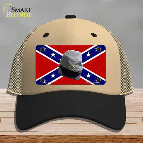 Confederate Army Cap Novelty License Plate Hat Mesh / Khaki|Black