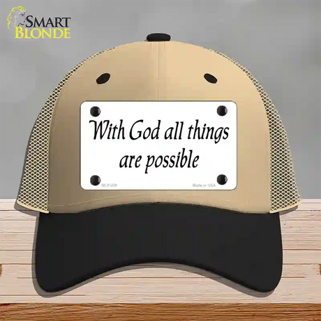 All Things Possible Novelty License Plate Hat Mesh / Khaki|Black