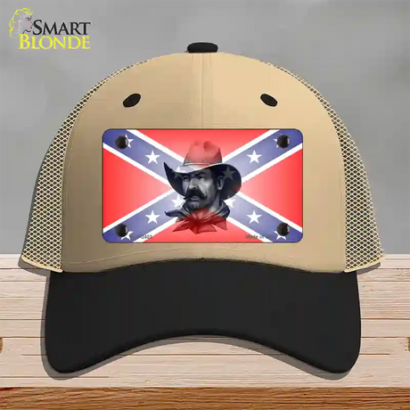 Confederate Flag Cowboy Novelty License Plate Hat Mesh / Khaki|Black