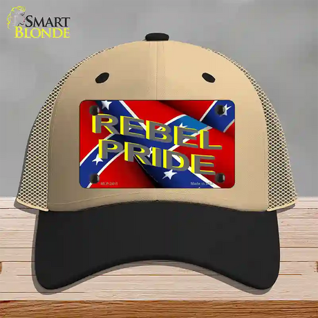 Rebel Pride Novelty License Plate Hat Mesh / Khaki|Black