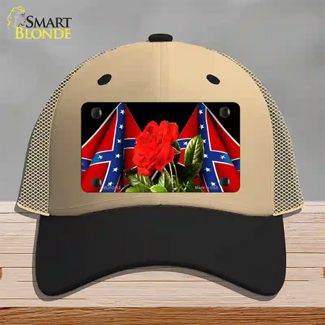 Rebel Rose Novelty License Plate Hat Mesh / Khaki|Black