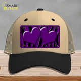 Purple Black Zebra Purple Centered Hearts Novelty License Plate Hat Mesh / Khaki|Black