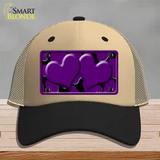 Purple Black Giraffe Purple Centered Hearts Novelty License Plate Hat Mesh / Khaki|Black