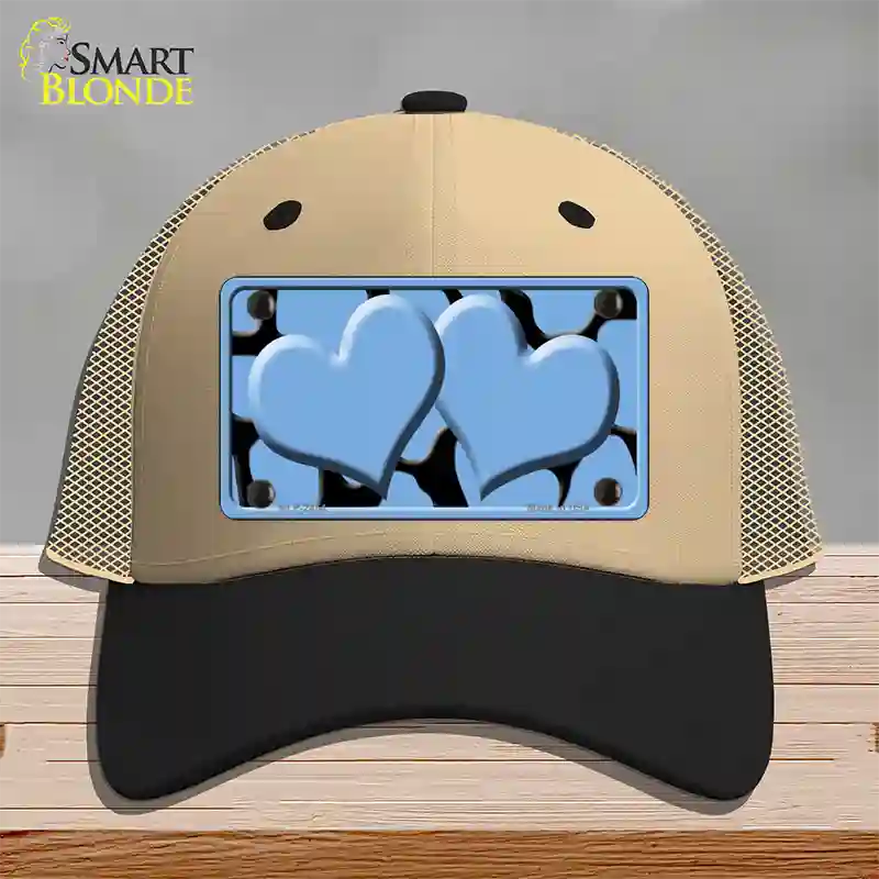 Light Blue Black Giraffe Light Blue Centered Hearts Novelty License Plate Hat Mesh / Khaki|Black