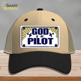 God Is My Pilot Novelty License Plate Hat Mesh / Khaki|Black