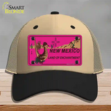 Roadrunner Pink New Mexico Novelty License Plate Hat Mesh / Khaki|Black