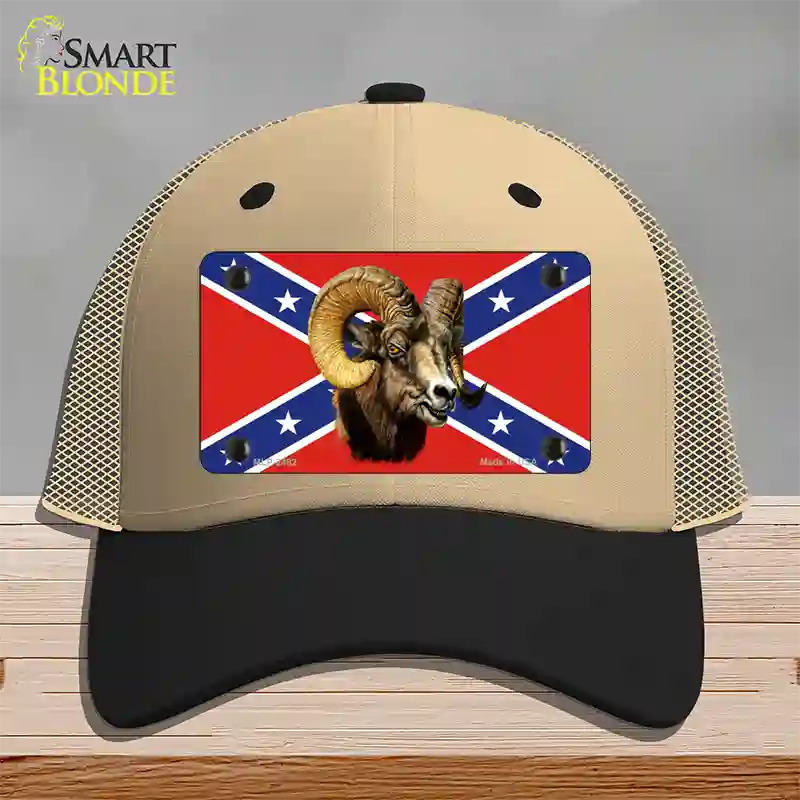 Confederate Flag Ram Novelty License Plate Hat Mesh / Khaki|Black