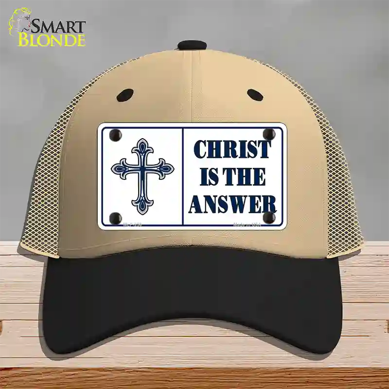 Christ Is The Answer Novelty License Plate Hat Mesh / Khaki|Black