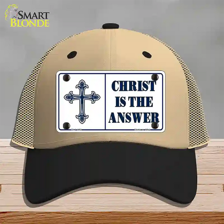 Christ Is The Answer Novelty License Plate Hat Mesh / Khaki|Black