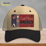 God Bless America Quilt Novelty License Plate Hat Mesh / Khaki|Black