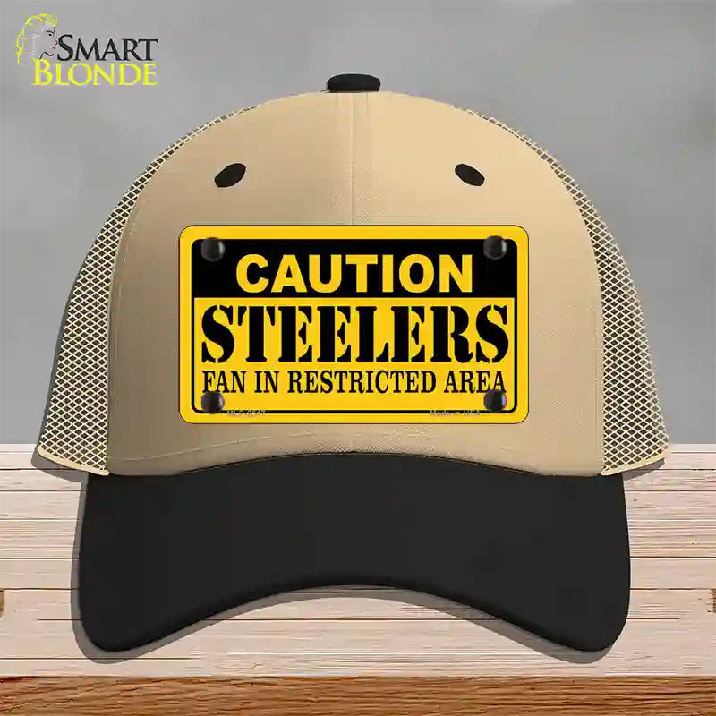 Caution Steelers Novelty License Plate Hat Mesh / Khaki|Black