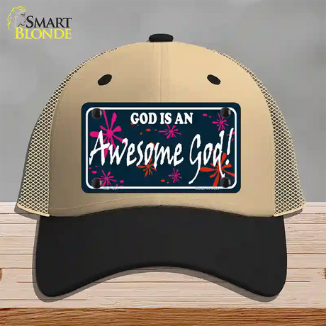 God Is An Awesome God Novelty License Plate Hat Mesh / Khaki|Black