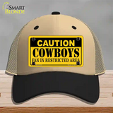 Caution Cowboys Novelty License Plate Hat Mesh / Khaki|Black