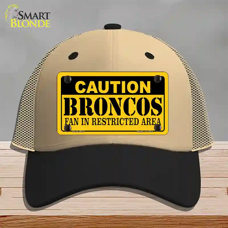 Caution Broncos Novelty License Plate Hat Mesh / Khaki|Black