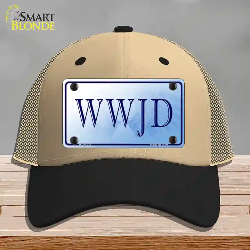 WWJD Novelty License Plate Hat Mesh / Khaki|Black