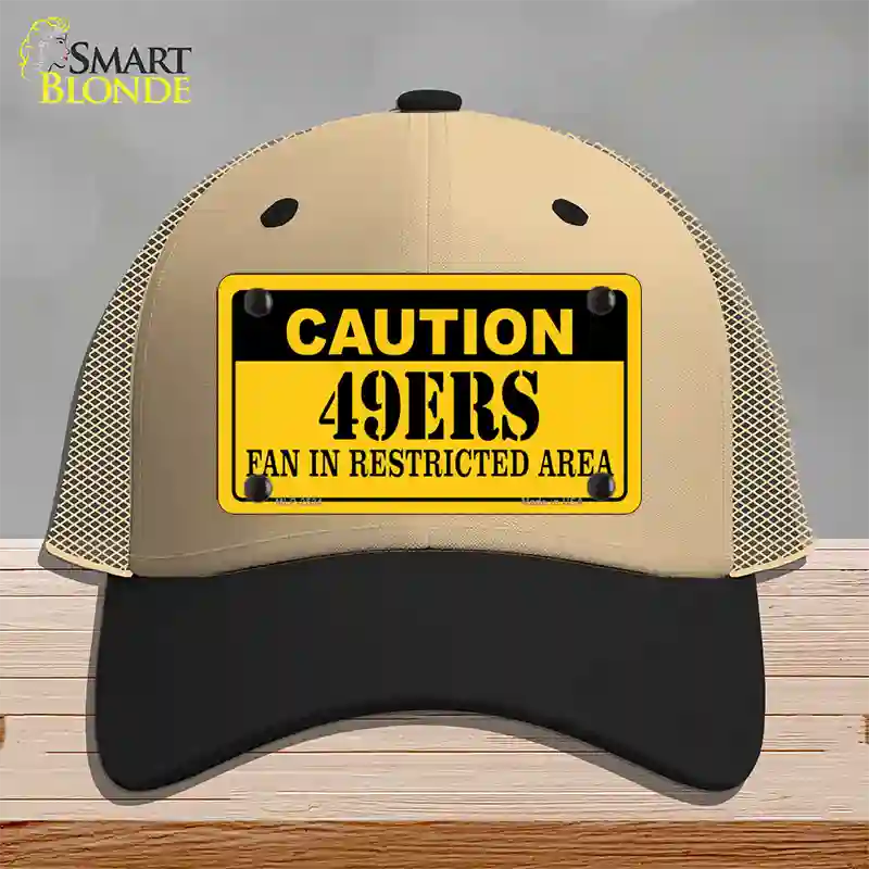 Caution 49ers Novelty License Plate Hat Mesh / Khaki|Black