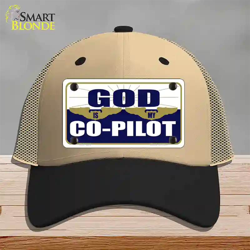 God Is My Co-Pilot Novelty License Plate Hat Mesh / Khaki|Black