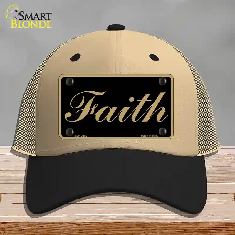 Faith Novelty License Plate Hat Mesh / Khaki|Black