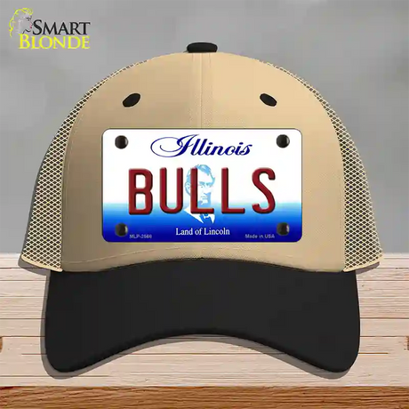 Bulls Illinois State Novelty License Plate Hat Mesh / Khaki|Black