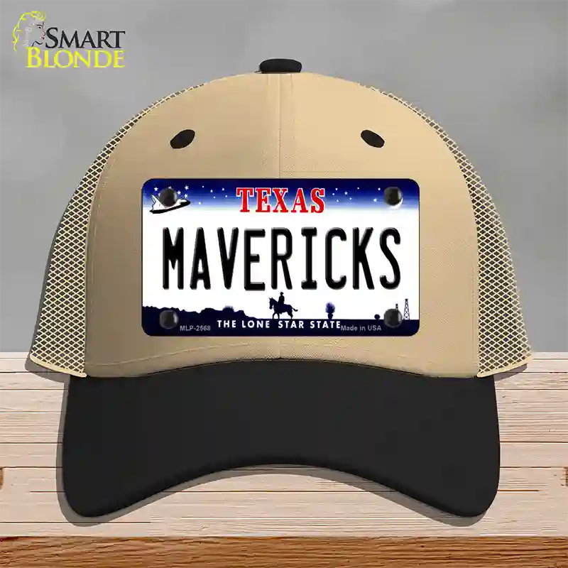 Mavericks Texas State Novelty License Plate Hat Mesh / Khaki|Black