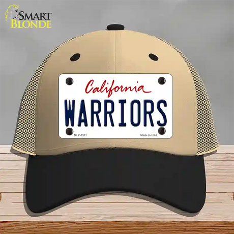 Warriors California State Novelty License Plate Hat Mesh / Khaki|Black