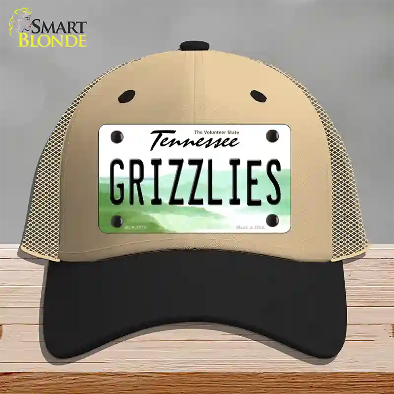 Grizzlies Tennessee State Novelty License Plate Hat Mesh / Khaki|Black