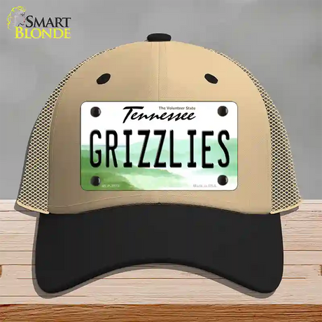 Grizzlies Tennessee State Novelty License Plate Hat Mesh / Khaki|Black