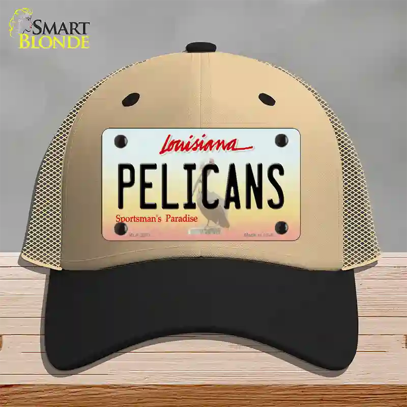 Pelicans Louisiana State Novelty License Plate Hat Mesh / Khaki|Black