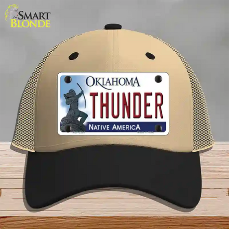 Thunder Oklahoma State Novelty License Plate Hat Mesh / Khaki|Black